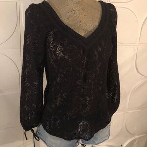 Chic Black Lace V-Neck Top